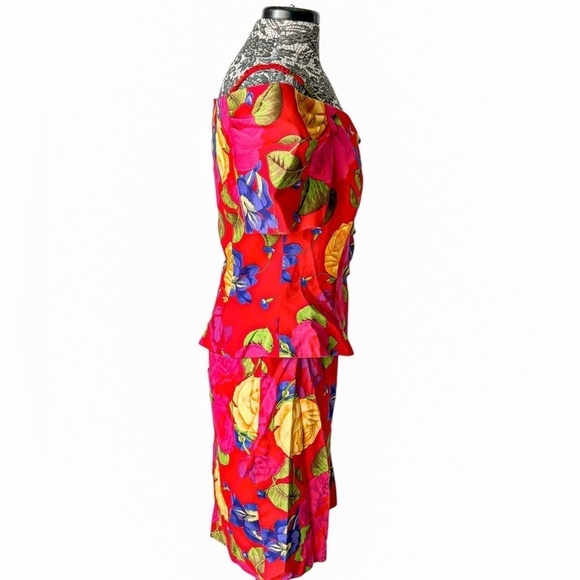 A.J.Bari Off the Shoulder Skirt Set Red Floral S/M - Picture 5 of 11